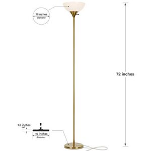 Brightech Sky Dome Dimmable LED Floor Lamp, Torchiere Floor Lamp for Living Rooms & Offices – Tall Standing Lamp for Reading & Hobbies – Brass/Gold