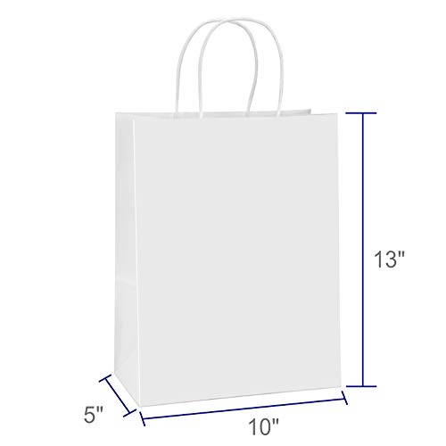 BagDream Paper Bags 10x5x13 50Pcs White Kraft Paper Gift Bags, Shopping Bags, Merchandise Bags, Retail Bags, Party Favor Bags, Gift Bags with Handles Bulk, 100% Recyclable Paper Bags