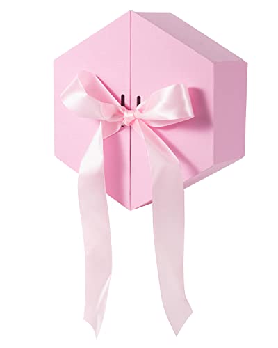 JSUPMKJ Money Box for Cash Gift Pull, Money Roll Gift Box with Flower, 9 inches Large Gift Ribbon Box, Surprise Money Gift Box for Birthday/Christmas/Valentine's Day