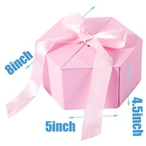 JSUPMKJ Money Box for Cash Gift Pull, Money Roll Gift Box with Flower, 9 inches Large Gift Ribbon Box, Surprise Money Gift Box for Birthday/Christmas/Valentine's Day