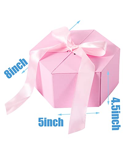 JSUPMKJ Money Box for Cash Gift Pull, Money Roll Gift Box with Flower, 9 inches Large Gift Ribbon Box, Surprise Money Gift Box for Birthday/Christmas/Valentine's Day