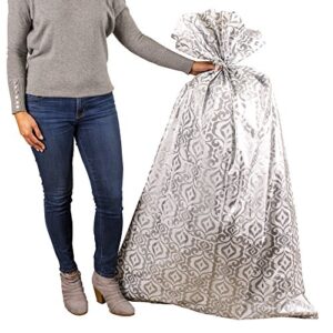 hallmark 56″ jumbo xl plastic gift bag (silver damask) for engagement parties, bridal showers, weddings, valentines day, holidays or any occasion