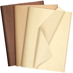 300 sheets kraft tissue paper for packaging, 14 x 20 inches gift wrapping bulk tissue paper decorative for irish easter baby shower graduation weddings birthday diy project (brown series)