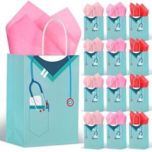30 pieces nurse graduation gifts bag, thank you nurse craft paper goodie bags with handles scratch panel for nurse coworkers medical graduation party nurse appreciation week gifts supplies (fresh)