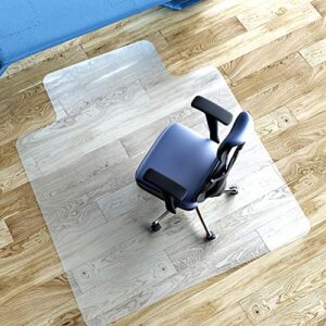 large (53×45 inch) vinyl office chair mat for hardwood floor,heavy duty,hombys plastic floor mat for office chair and computer desk,easy rolling for gaming chairs ,clear, flat without smell