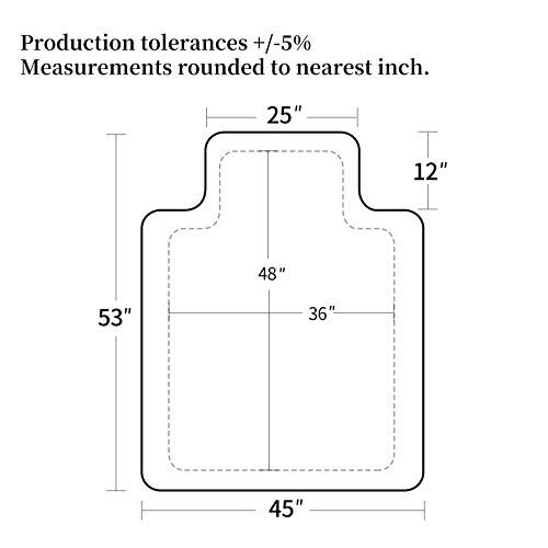 Large (53x45 inch) Vinyl Office Chair Mat for Hardwood Floor,Heavy Duty,HOMBYS Plastic Floor Mat for Office Chair and Computer Desk,Easy Rolling for Gaming Chairs ,Clear, Flat Without Smell