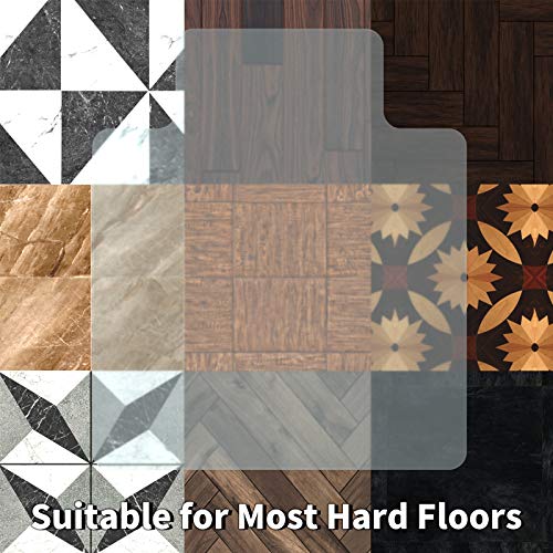 Large (53x45 inch) Vinyl Office Chair Mat for Hardwood Floor,Heavy Duty,HOMBYS Plastic Floor Mat for Office Chair and Computer Desk,Easy Rolling for Gaming Chairs ,Clear, Flat Without Smell