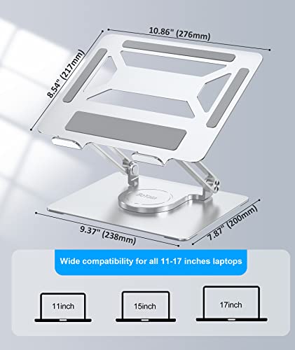 BoYata Laptop Stand for Desk, Adjustable Computer Stand with 360° Rotating Base, Ergonomic Foldable Laptop Riser Holder for Collaborative Work, Compatible with All MacBook Pro/Air, Notebook up to 17"