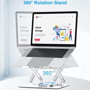 BoYata Laptop Stand for Desk, Adjustable Computer Stand with 360° Rotating Base, Ergonomic Foldable Laptop Riser Holder for Collaborative Work, Compatible with All MacBook Pro/Air, Notebook up to 17"