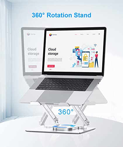 BoYata Laptop Stand for Desk, Adjustable Computer Stand with 360° Rotating Base, Ergonomic Foldable Laptop Riser Holder for Collaborative Work, Compatible with All MacBook Pro/Air, Notebook up to 17"