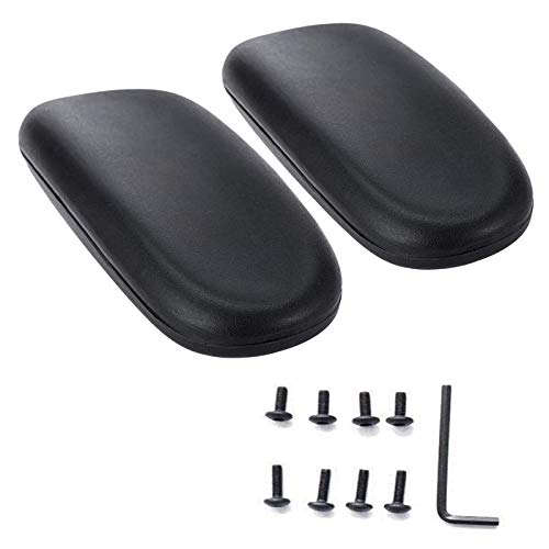 AAGUT Office Chair Armrest Replacement Arm Pads Caps Universal 4" Mounting Hole PU Office Chair Parts 1 Pair (Black, Set of 2) with Screws and Wrench