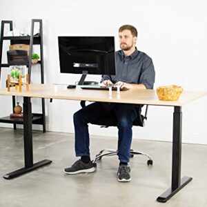 VIVO Black Manual Height Adjustable Stand Up Desk Frame with Hand Crank System, Ergonomic Standing 2 Leg Workstation, DESK-V101M