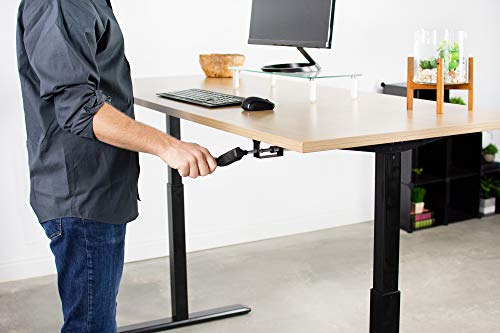 VIVO Black Manual Height Adjustable Stand Up Desk Frame with Hand Crank System, Ergonomic Standing 2 Leg Workstation, DESK-V101M