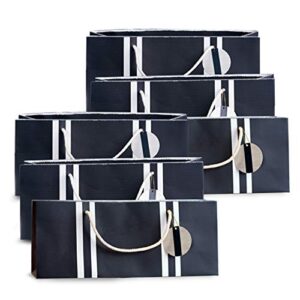 simply charmed wine bags navy nautical themed purse style paper bag with rope handles set of 6