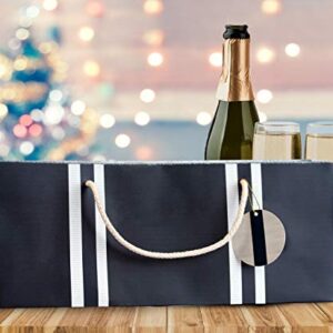 Simply Charmed Wine Bags Navy Nautical Themed Purse Style Paper Bag with Rope Handles Set of 6