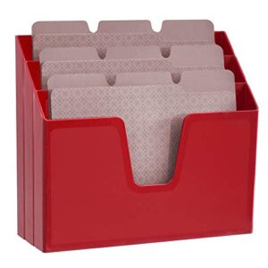 Acrimet Horizontal Triple File Folder Holder Organizer (Solid Red Color)