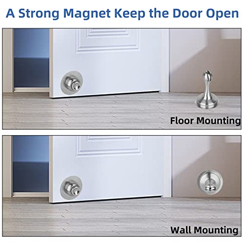 Door Stopper, 2 Pack Magnetic Door Stop, Stainless Steel Door Catch,3M Double-Sided Adhesive Tape, Magnetic Door Catch, Keep Your Door Open, Wall Mount Door Holder