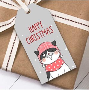 cute winking cat christmas gift tags (present favor labels)