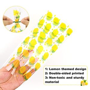 peony man 150 Pcs Lemon Cellophane Bags Lemon Cello Treat Bags Clear Candy Bags Plastic Goodie Storage Bags with 200 Pcs Twist Ties for Lemon Themed Party Supplies Summer Candy Packaging