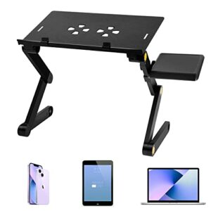 laptop stand adjustable, uten laptop desk for up to 17″ laptops, portable laptop table stand for bed & sofa & desk, detachable mouse pad, ergonomic lap desk, tv bed tray, office stands(black)