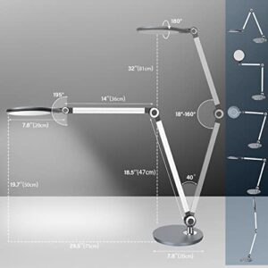 Buanick Desk Lamp,Led Architect Desk Lamp,Desk Lamps for Home Office,Table lamp with Wireless Charger & Adjustable Swing Arm,Touch Control, 3 Lighting Mode,5 Brightness,Eye-Caring Office Lamp