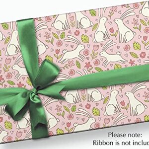 Bunny Birthday Party Gift Wrap Paper - Folded Flat 30 x 20 Inch (3 Sheets)