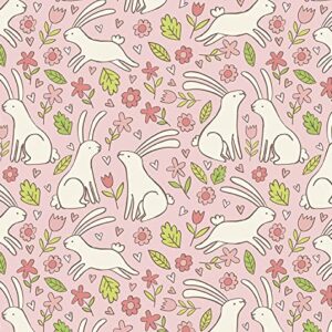 Bunny Birthday Party Gift Wrap Paper - Folded Flat 30 x 20 Inch (3 Sheets)