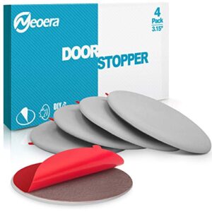 neoera door stopper wall, 3.15″ round soft rubber door stop, silicon wall protector, premium self adhesive door bumper (gray, 3.15″ 4 pack)