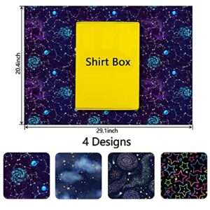 GIOLNIAY Galaxy Wrapping Paper for Boys Girls Birthday Baby Shower - Gift Wrap with Neon Stars, Watercolor Starry Sky with Constellations & Clouds, Galaxy with Nebula - 8 Sheets (20*29 Inch per Sheet), Recyclable, Easy to Store, Not Roll