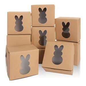 whaline 24pcs easter treat boxes kraft cardboard box with bunny shape window easter spring holiday paper gift containers for cookies goodies candies sweets easter party favor supplies