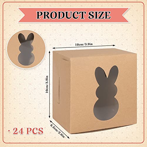 Whaline 24Pcs Easter Treat Boxes Kraft Cardboard Box with Bunny Shape Window Easter Spring Holiday Paper Gift Containers for Cookies Goodies Candies Sweets Easter Party Favor Supplies