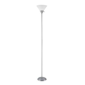 globe electric 67150 72″ floor lamp, silver, white plastic shade, on/off rotary switch on shade, floor lamp for living room, floor lamp for bedroom, home improvement, home office accessories
