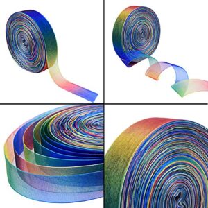 Livder Organza Ribbons Chiffon Ribbon, 60 Yard 1 Inch Width Shimmer Band for Gift Package Wrapping, Hair, Wedding, Party Decoration, Rainbow