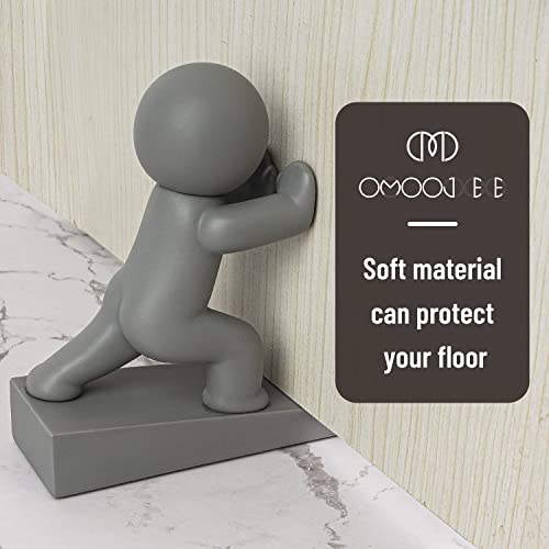 Cute Door Stopper, Buddy Decorative Door Stop, Protects Your Floors (Gray, 1 Pack)