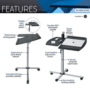 Techni Mobili Rolling Adjustable Laptop Cart, Graphite