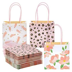 sparkle and bash mini gift bags with handles in 3 pink designs (5 x 5 x 3 in, 12 pack)