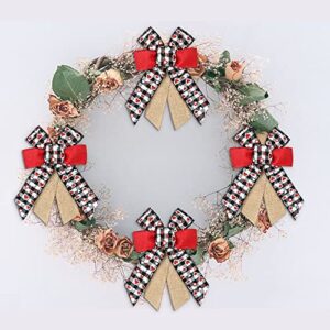 Hying 4 PCS Valentine's Day Bows for Wreath, Valentines Wreath Bow Black White Buffalo Plaid Bows Red Burlap Gift Bows for Front Door Wall Valentines Wedding Party Decorations