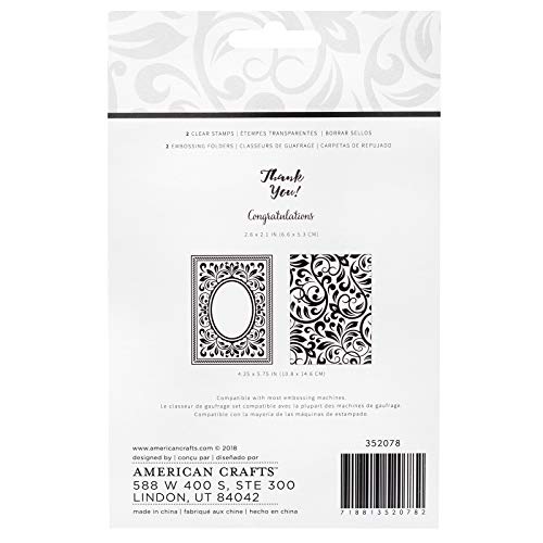 American Crafts Congratulations Flourish Embossing Folders and Stamps, Multi