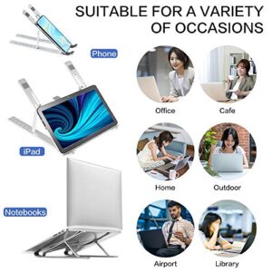 Yvnicll Laptop Stand for Desk,Adjustable Ergonomic Portable Aluminum Laptop Holder,Compatible with MacBook Air Pro, HP, Lenovo, Dell, More 10-15.6” Laptops and Tablets (Silver)