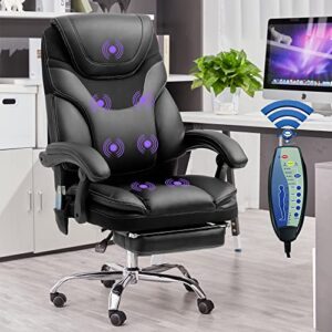 massage reclining office chair with footrest, high back office chair computer chair home office desk chair ergonomic executive office chair with armrests, adjustable height/tilt