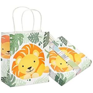 blue panda small lion party favors bags for jungle safari birthday decorations (15 pack)