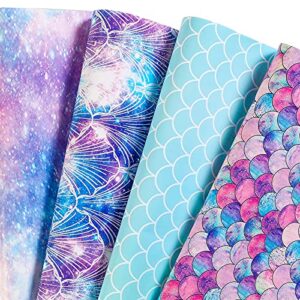 u’cover birthday wrapping paper for girls boys kids baby shower women men mermaid scale scallop galaxy 12 folded sheet 4 style pattern gift wrapping paper for wedding graduation anniversary 20×29inch