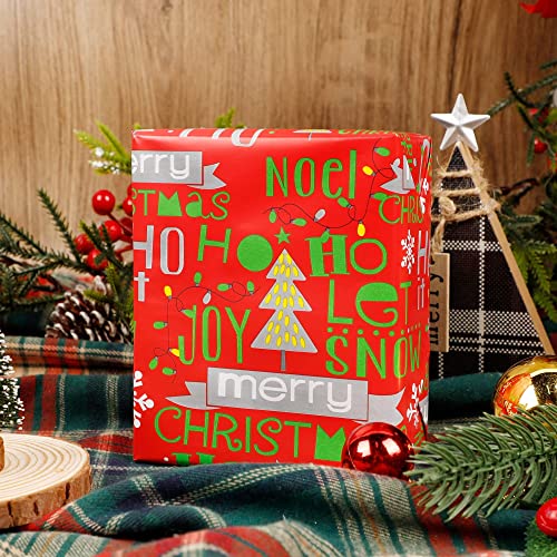 Lulu Home Christmas Wrapping Paper Set, 10ft x 30inch - 4 Rolls (100 sq. ft. ttl) Adorable Art Paper for Wrapping, Assorted Cartoon Wrapping Paper Jumbo Rolls for Kids Xmas Present Packaging