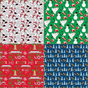 Lulu Home Christmas Wrapping Paper Set, 10ft x 30inch - 4 Rolls (100 sq. ft. ttl) Adorable Art Paper for Wrapping, Assorted Cartoon Wrapping Paper Jumbo Rolls for Kids Xmas Present Packaging