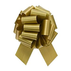 berwick offray 7/8” wide ribbon pull bow, 4” diameter with 18 loops, holiday gold