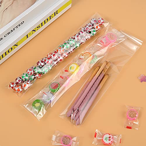 Easter Candy Bags, 2x10 Inch Pretzel Rods Bags, Plastic Cellophane Treat Bags for Chocolate Bars, Individual Treat, Brush, Easter Stickers Gift, Self Adhesive Sealing Plastic Cello Bags