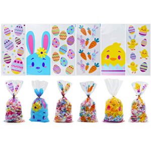 JOYIN 150 Pcs Easter Cellophane Bags, Easter Candy Treat Goodie Bags with Twisted Ties, Easter Kids Party Favor Party Supplies