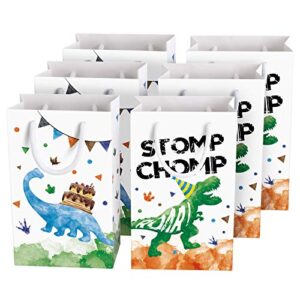 wernnsai watercolor dinosaur party bags – 16 pack dinosaur party favor bags for boys kids dino theme party supplies candy treat goodies gift bags with handle