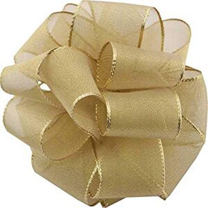 berwick offray llc lion spun metal wired edge ribbon-3/8 x 50yds-gold ribbon