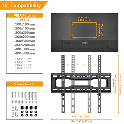 5Rcom Rolling TV Stand, Adjustable TV Cart w/Locking Wheels for 23-55" LCD LED Plasma Flat Panel Screen TV, Max VESA 400x400mm, Mobile TV Stand